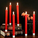 GenSwin Flameless Red Taper Candles Flickering with 10-Key Remote, Battery Operated Led Warm 3D Wick Light Window Candles Real Wax Pack of 6, Christmas Home Wedding Decor(0.78 X 9.64 Inch) by CozyNest Decor