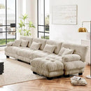 L Shaped Couch Sectional Couch, 4-Seater Cloud Couch Sectional Oversized Couch, Sofa Bed Couch with Round Bolster Armrests 6 Pillows, Modular Couch Home Sofa Living Room Couch by CozyNest Decor