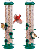 Kingsyard 2 Pack Tube Bird Feeders for Outdoors Hanging, Premium Hard Plastic Bird Feeder with 6 Feeding Ports, Weatherproof & Steel Hanger, Attracting for Wild Birds (Green) by CozyNest Decor