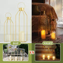 HPC Decor Modern Farmhouse Lantern - 22'' 19'' Large Tall Gold Metal Candle Lanterns with Timer Flickering Candles for Living Room, Outdoor, Fireplace Mantle Decor by CozyNest Decor