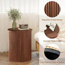AVZEAR Fluted Round Side Table Small Mid Century End Table, 17.7" Fluted Nightstands Modern Circle Bedside Tables, Wood Night Stand for Small Spaces, Living Room, Bedroom (Rustic Walnut) by CozyNest Decor