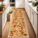 Floral 2x8 Area Rug Machine Washable Soft Print Boho Carpet Non Slip Doormat Low Pile Flower Area Rugs for Living Room Bedroom Nursery Kitchen Dining Room Indoor-Yellow/Orange by TinyTreasures Baby Boutique