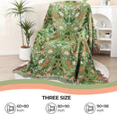 Boho Ultra Soft Throw Blanket 60''x80',100% Cotton Blankets for Couch Bed,Squirrel Farmhouse Home Decor Bed Blankets, All Season Rustic Reversible Bohemian Lightweight Throw for Bed -Light Green by CozyNest Decor