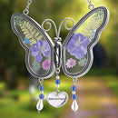 Laraine Butterfly Suncatcher with Pressed Flower Wings Mom Mother's Day Butterfly Glass Wind Chime Ornament Charm with Metal Heart Gifts for Mom Grandma Aunt Birthday (Purple Friend (with Free Hook)) by GreenHaven Gardens