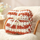 Amélie Home Chunky Knit Throw Blanket for Couch, Soft Chenille Crochet Blanket for Sofa, 50"x60", Burnt Orange & White Striped by CozyNest Decor
