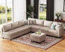 118.5" Faux Leather Modular Sectional Convertible Sofa, L Shaped Couch Set for Living Room, Large 8-Seater Comfy Cloud Couches with Movable Storage Ottoman DIY Combination - Whitesand by CozyNest Decor