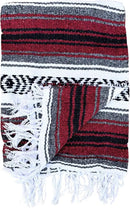 Del Mex Classic Mexican Blanket, Large Authentic Woven Falsa Throw (70"x50"), Artisan Southwest Décor for Beach, Yoga, Outdoors (Burgundy) by CozyNest Decor