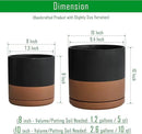 D'vine Dev 8 Inch & 10 Inch Ceramic Planter Pot for Plants with Drainage Hole and Saucer, Large Plant Pots Set, Black/Speckled Tan, 94-G-L-7 by GreenHaven Gardens