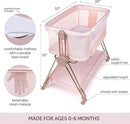 Baby Bedside Sleeper - Bassinet & Bedside Crib with Height Adjustment & Wheels - Can Be Placed Next to Bed - Attaches to Parents Bed - Easy to Fold & Carry Bassinet for Girls (Pink) by CozyNest Decor