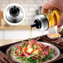 Mlici Oil and Vinegar Dispenser Set of 6 Bottles, Stainless Steel Salt Pepper Holder with 360° Rotating Holder, Cruet Soy Sauce - Premium Glass Condiment for Kitchen, Tabletop, Kitchen Containers by CozyNest Decor