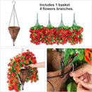 Artificial Hanging Flowers in 12 inch Basket, Fake Fall Plant Silk Orchid Flower Arrangement with Hanging Basket Daisy Planter for Patio Garden Porch Deck Summer Autumn Yard Decoration(Red Orange) by GreenHaven Gardens