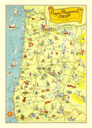 Vintage Map of Oregon 1936