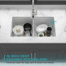 32" Undermount Double Bowl Kitchen Sink Rectangular Deep Dual Bas With Grids - White by HouseOfZazla