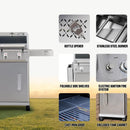 Monument Grills 2-Burner Stainless Steel Liquid Propane Gas Grill, Two Foldable Shelves Patio Garden Barbecue Grill with Clearview® Lid, Knob Control Mesa200S by GreenHaven Gardens