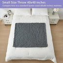 Bigacogo Chunky Knit Throw Blanket for Couch, 40x40 inches, 100% Hand Knitted with Thick Jumbo Chenille Yarn, Cozy Soft Large Rope Knot Cable Crochet Blankets for Sofa Bed Living Room, Iron Gray by CozyNest Decor