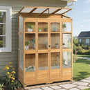 MCombo Wooden Greenhouse, Walk-in Outdoor Greenhouse with Openable Roof and Lockable Door, 0899 (Natural) by GreenHaven Gardens