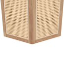 5-Piece Rattan Round Dining Table Set, Wood Table with Hexagonal Base and Upholstered Chairs for Dining Room, Kitchen,Indoor Use, White+Beige