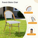 3 Piece French Wicker Bistro Set, Patio Bistro Set with Table and 2 Dining Chairs, All Weather ‎Outdoor ‎Bistro Set with Aluminum Frame, Outdoor Patio Set for Patio Porch Cafes Yard, Navy and White by GreenHaven Gardens