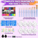 Professional Face Painting Kit for Kids – 42 Color Water Activated Facepaint Makeup Kit, Non-Toxic face Paint with Stencils, Gems, Brushes– for Halloween, Parties, Carnival, School Event & Festivals by TinyTreasures Baby Boutique
