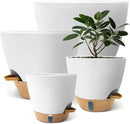 12/10/9/8 inch Self Watering Pots with Visual Water Window, Extra Large Self Watering Plant Pot with Drainage Holes and Saucers, White Flower Pots for Indoor Plants by GreenHaven Gardens
