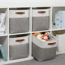 DULLEMELO [Set of 4 Storage Cubes Baskets for Organizing, 12 x 12 x 12 inch Cube Storage Organizer Bins with Leather Handles, Foldable Fabric Cloth Bins for Cube Storage(4 Pack - 12" White&Grey) by TinyTreasures Baby Boutique