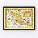 Vintage Pictorial Map of Mexico, 1938