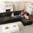 Modular Sectional Sofa, 130.7 Inch U Shaped Couch Set for Living Room, 4-Seater Comfy Cloud Couches with Two Movable Ottoman, Plush Corduroy, Black by CozyNest Decor