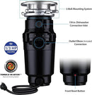 Waste Maid 10-US-WM-048-3B Garbage Disposal Anti-Jam Stainless Steel Food Waste Grinding System, 1/3 HP Compact, Black by CozyNest Decor