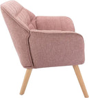 48" Small Loveseat Sofa, Modern Linen Fabric Mini Sofa Couch 2-Seater Love Seat with Quilting Backs and Wood Legs for Living Room, Bedroom and Small Space, Pink by CozyNest Decor