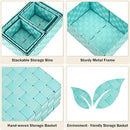 Woven Storage Baskets, Storage Bins, Cube Basket Container Baskets Storage Boxes Organizers for Clothes /Shelves/ Closet, Set of 6 (Aqua) by TinyTreasures Baby Boutique