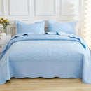 MarCielo 3-Piece 100% Cotton Oversized Bedspread Lightweight Quilt Coverlet Embroidery Farmhouse Bedding Set T0 (Light Blue, Oversized Queen (100"x106")) by CozyNest Decor