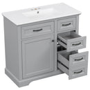 36" Bathroom Vanity With Sink, 2 Tip-Out Drawers, Soft Close Hinges by HouseOfZazla