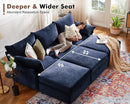 102.6" U Shaped Modular Sectional Sofa, 5 Seater Couch with Storage Ottoman Deep Seat and High Backrest with Removable Cover for Living Room, Apartment - Chenille Blue by CozyNest Decor
