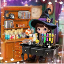 Rileryan 54 Pcs 1:12 Scale Magic Witchy House Kit Miniature Furnitures Accessories Mini Wooden Bookshelf Bookcase 30 Mini Books Desk Chair Halloween Decoration by CozyNest Decor