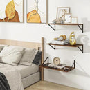 Heimlove 24" W x 12" D Wall Shelves for Books, 12 Inch Deep Floating Shelves Set of 3, Wide Floating Bookshelf with Metal Bracket for Living Room, Kitchen, Office, Bedroom and Decor - Rustic Brown by CozyNest Decor