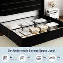 Allewie King Size Velvet Lift Up Storage Bed, Modern Wingback Headboard, Hydraulic Support, No Box Spring Needed, Black by CozyNest Decor