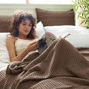 PHF Ultra Soft Waffle Weave Blanket Queen Size 90"x 90"- Washed Lightweight Breathable Cozy Woven Blanket for Bed - Aesthetic Decor for Couch Bedding Sofa Home Car - Cocoa Brown by CozyNest Decor