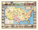 Vintage Map of America's Conquest, 1933