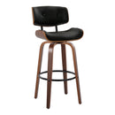 Lombardi - Mid-Century Modern Fixed Height Barstool With Swivel With Round Footrest (Set of 2) by HouseOfZazla