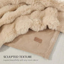 EVERGRACE Ultra Soft Luxury Fluffy Ridgeline Faux Rabbit Fur Throw Blanket, Thick Warm Bubble Throw for Bed, Cozy Plush Reversible Blankets for Couch, Chair, Sofa, Cream, 80x90 Inches, 870 GSM by CozyNest Decor
