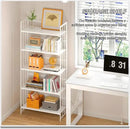 4NM No Assembly 5 Tiers Folding Bookshelf, 59.4" H Foldable Storage Shelves Vintage Bookcase Standing Racks Study Organizer Home Office - All White by CozyNest Decor