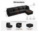 Oversized Modular Sofa, Extra Deep Cloud Corduroy Sectional Couch with Ottoman Chaise, Fluffy Corduroy 5 Seater Sofa Bed for Living Room, Villa (L Shape 5 Seater, Corduroy Black) by CozyNest Decor