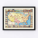 Vintage Map of America's Conquest, 1933