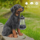 Garden Dog Statues Outdoor Decor, 13" Solar Powered LED Lights Outdoor Statue Garden Decorations Rottweiler Figurine for Patio, Lawn, Yard Art Decoration, Housewarming Garden Gift by CozyNest Decor