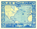 Vintage Map of Flight of Charles Lindbergh, 1927