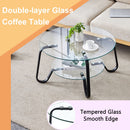 Retro Minimalist Style Metal Frame Double Layer Tempered Glass Coffee Table by HouseOfZazla