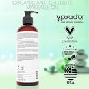 PURA D'OR 16 Oz Organic Anti-Cellulite Massage Oil - Lemon Peel, Moringa, Grape Seed, Grapefruit & Eucalyptus Oils - Skin Firming & Tightening for Active Individuals & Aging Adults by CozyNest Decor