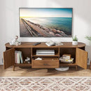 70" Fluted TV Stand for Tvs up to 80", Mid-Century Modern Entertainment Center with Drawers and Fluted Doors, Curved TV Media Console Table with Sliding Doors for Living Room, Bedroom (70") by CozyNest Decor