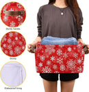 Christmas White Snowflakes on Red Storage Basket Cube Storage Bins Organizer Bag Collapsible Closet Shelf Baskets with handle for Baby Cloth Pet Toy Book 14.2×10.2×8.3 IN by TinyTreasures Baby Boutique
