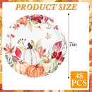 AllReal Fall Pumpkins Paper Plates Rustic Pumpkin Leaves Disposable Party Plate 7" Thanksgiving Autumn Dessert Plate for Birthday Baby Shower Party Supplies Table Decor (48) by CozyNest Decor